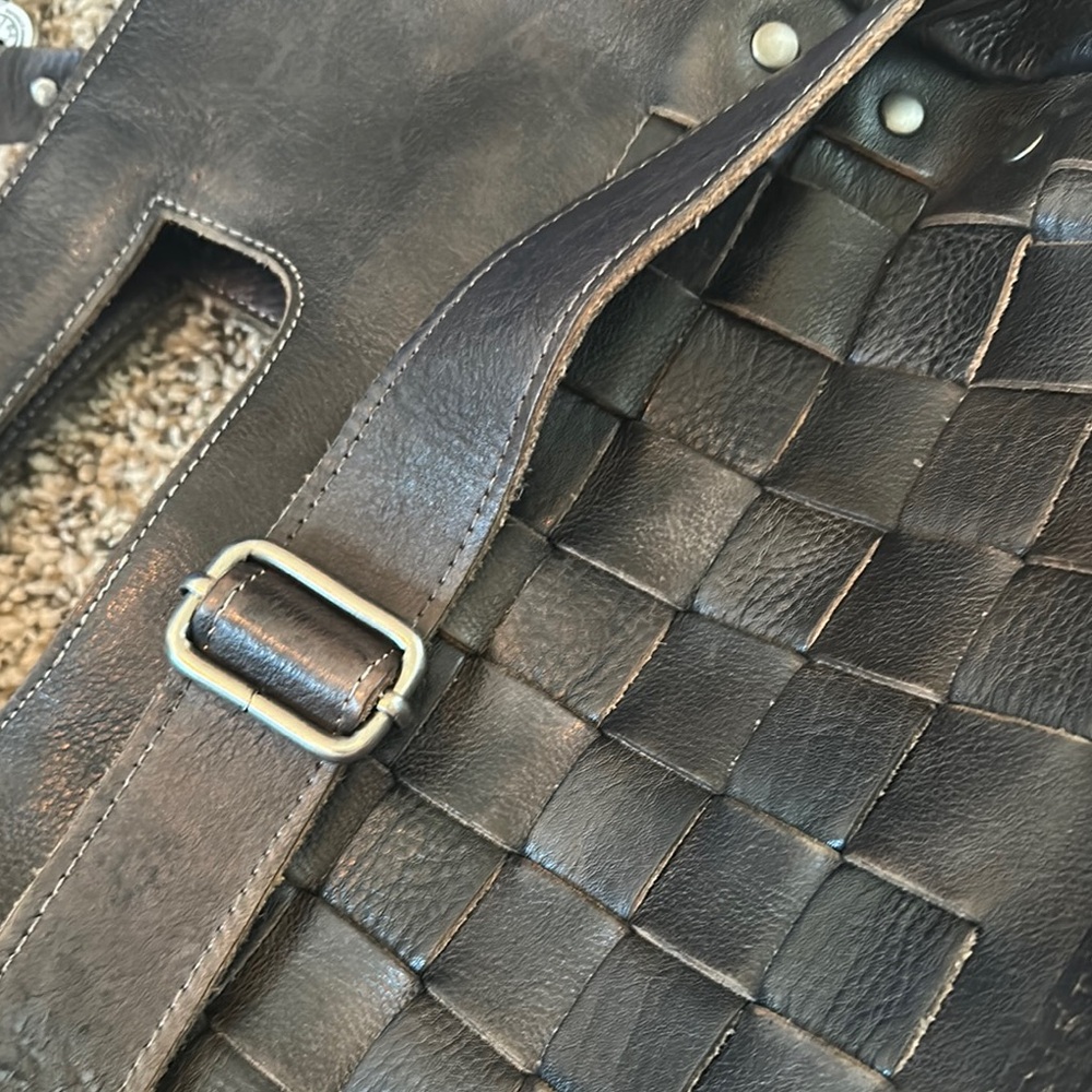 Bed Stu Black Woven Leather Shoulder Bag - Picture 16 of 16